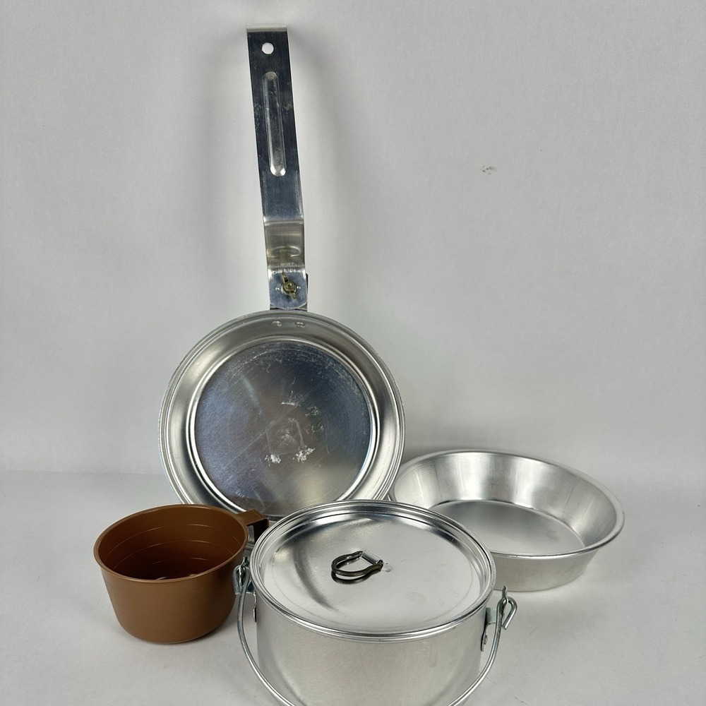 VTG MIRRO Backpacker Aluminum Mess Kit Camping Hiking 5pc